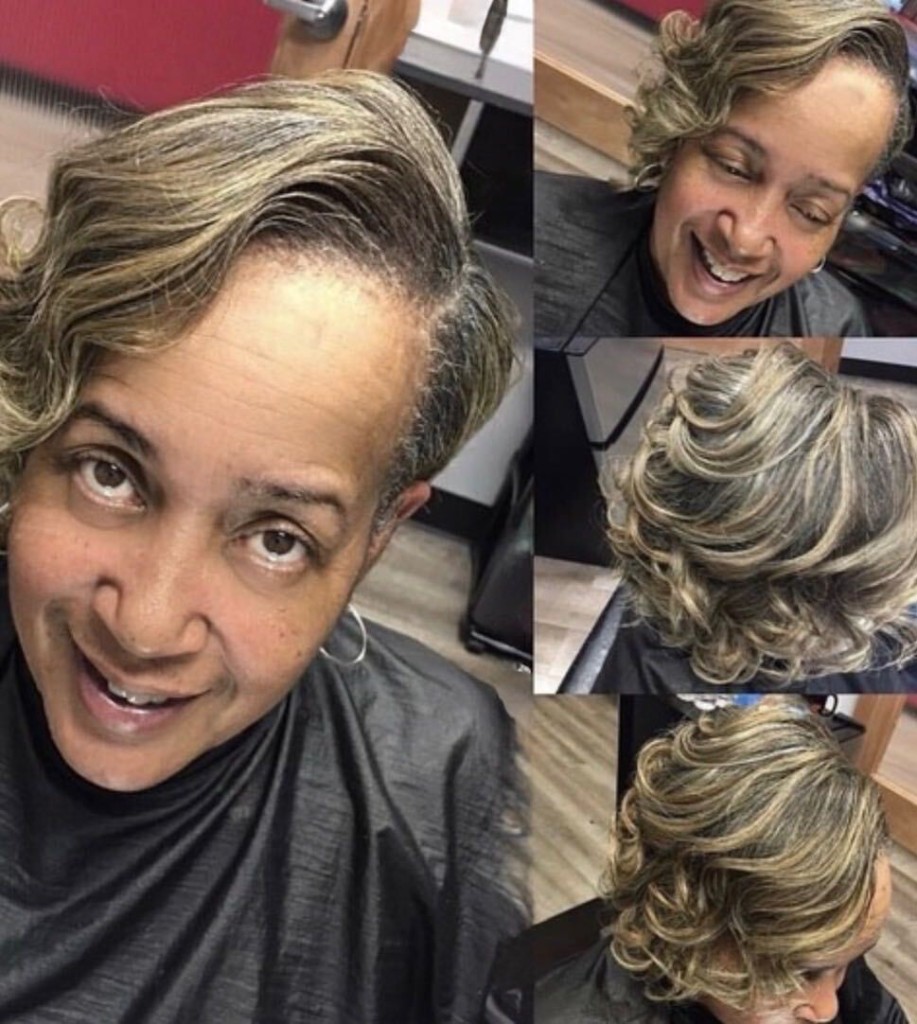 Silk press on highlighted hair by Purpose